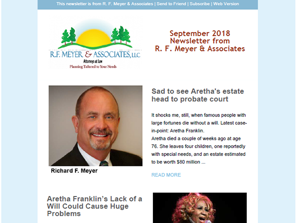 September Newsletter: Sad to see Aretha’s estate head to probate court