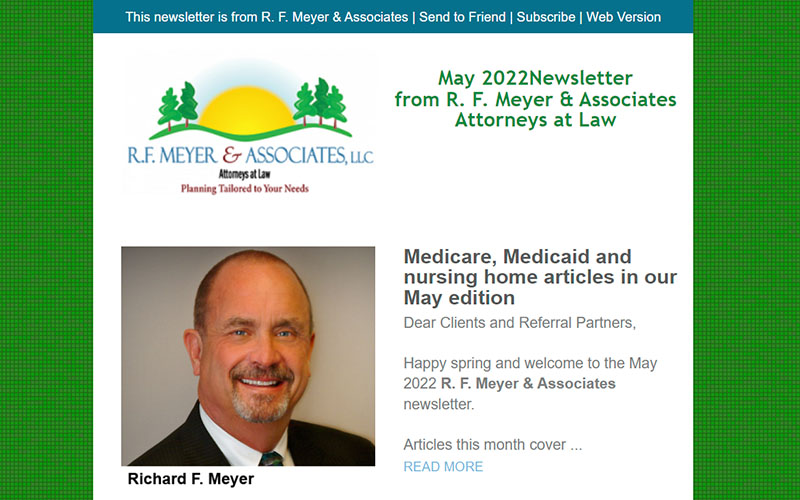 Medicare, Medicaid and nursing home articles in our May newsletter